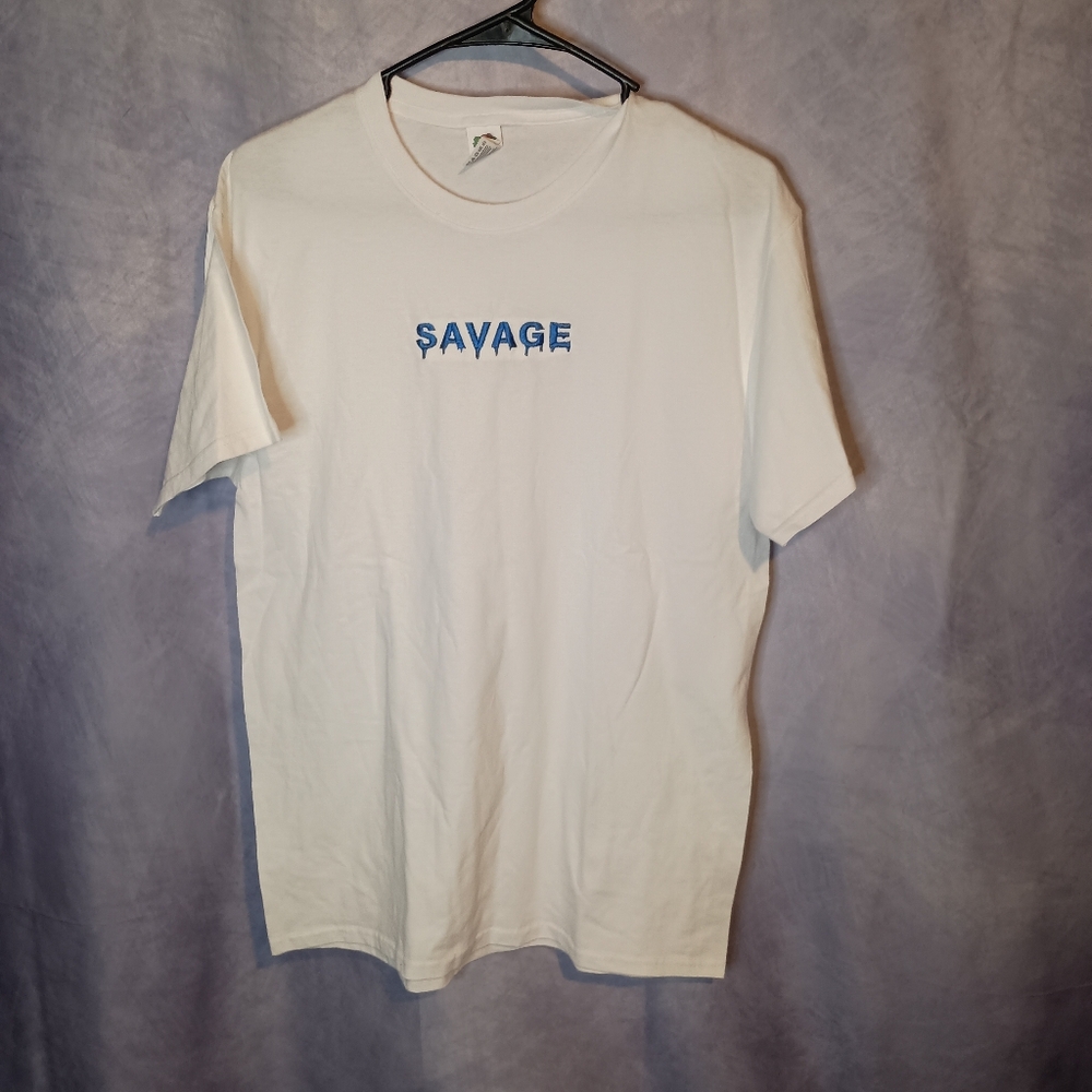 Blue Embroidered Savage Tee